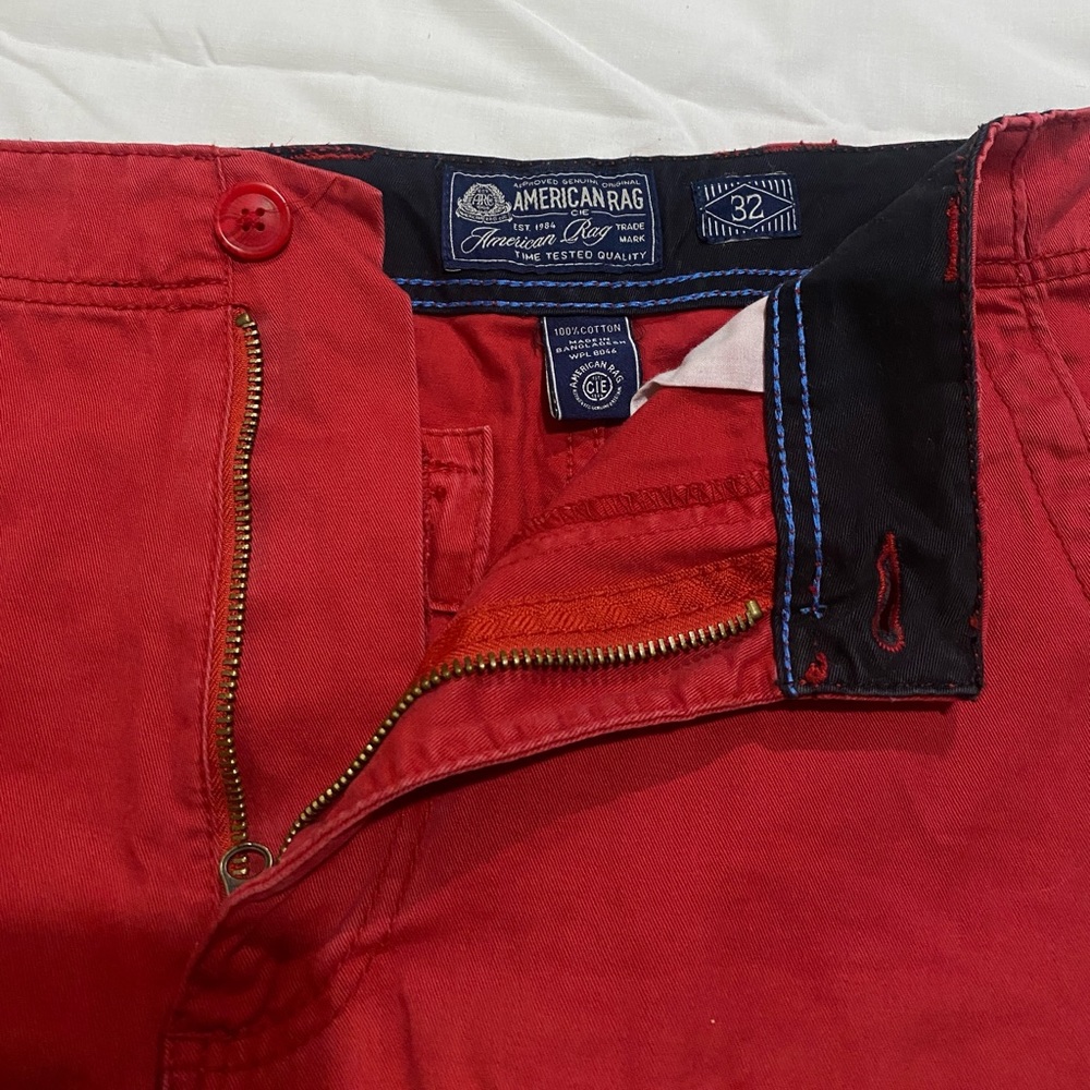 AMERICAN RAG MENS ORIGINAL CARGO SHORTS RELAXED FIT MULTIPLE POCKETS NICE RED
